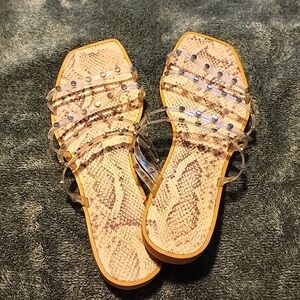 Snakeskin Studded Sandals